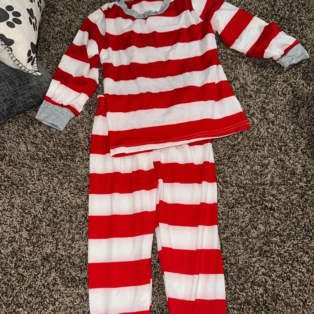 Red and White Striped Kids Pajamas